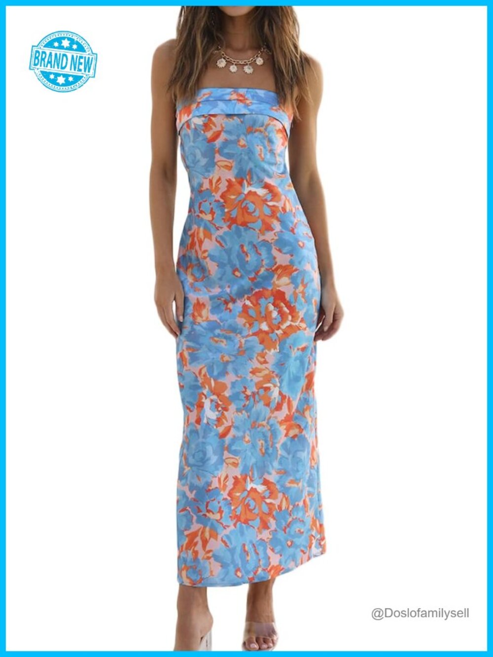 Satin Silk Backless Tube Top Maxi Dress Strapless Elegant Wedding Guest